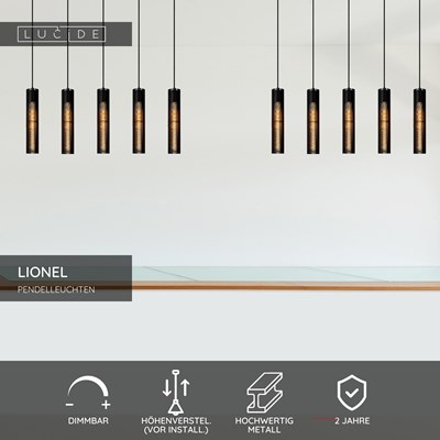 Lucide LIONEL - Pendelleuchten - 5xE27 - Schwarz